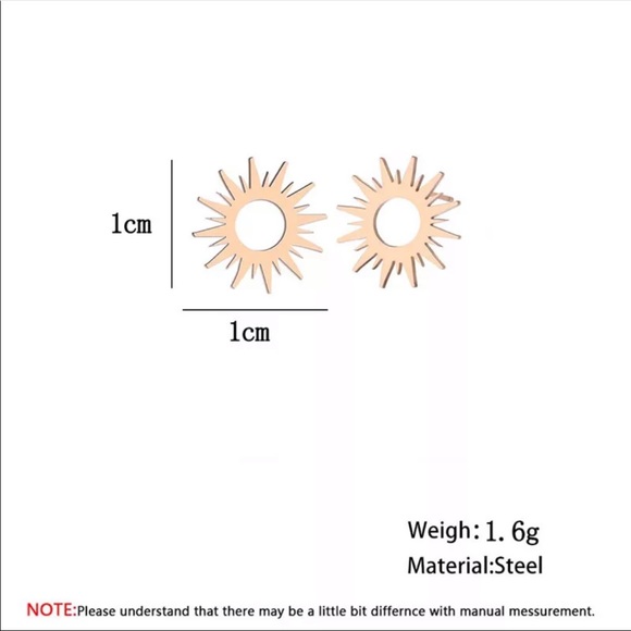 • Eloise • Stainless Steel Sun Stud Earrings - Picture 3 of 5